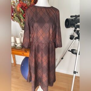 Chic Brown Plaid Dress